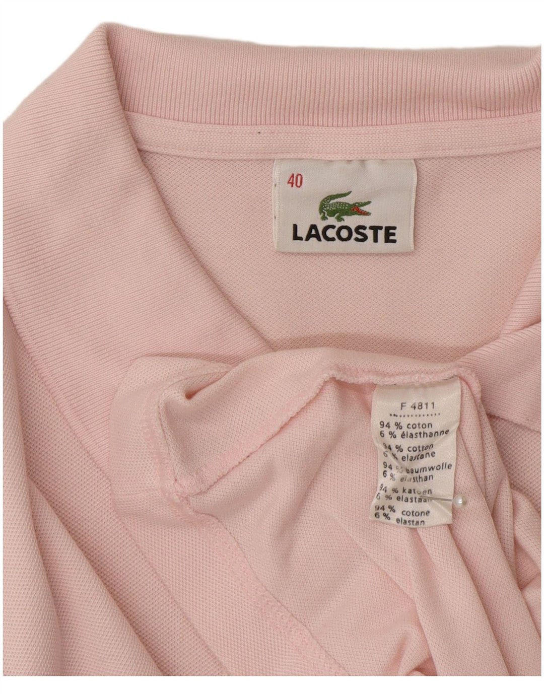 Lacoste langærmet poloshirt til kvinder størrelse 40 Medium Pink Bomuld