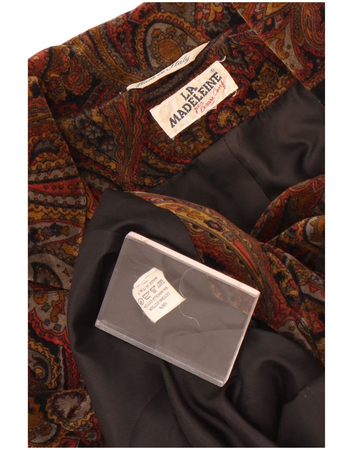 Madeleine Dame 3 Button Blazer Jacket UK 10 Small Brown Paisley Cotton