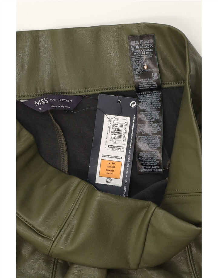 Marks & Spencer Dame imiteret læder Leggings UK 10 Lille grøn polyester