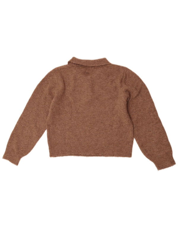 Zara Womens Crop Polo Neck Jumper Sweater UK 10 Small Brown