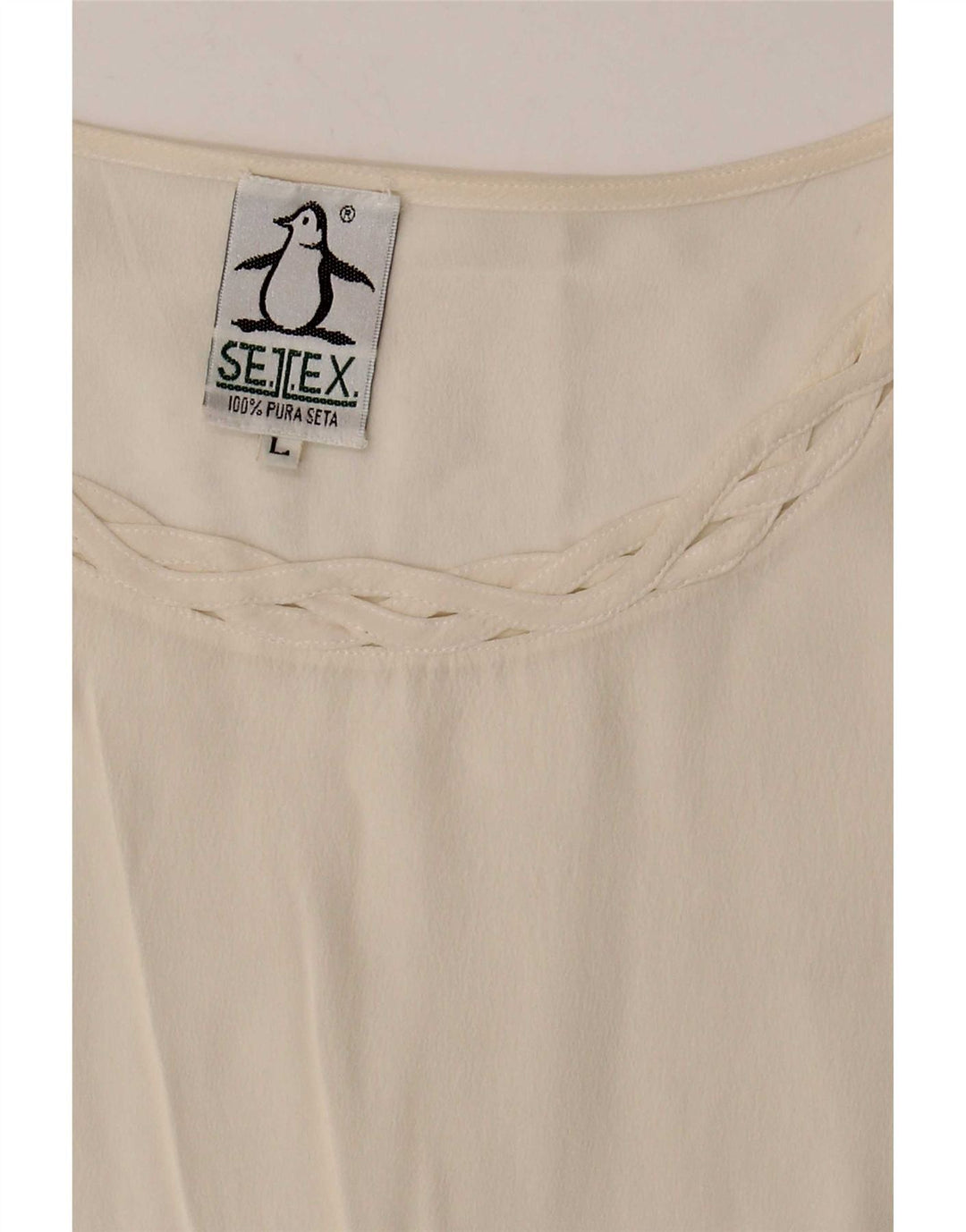Vintage Dame Ærmeløs Bluse Top UK 14 Large Off White Silke