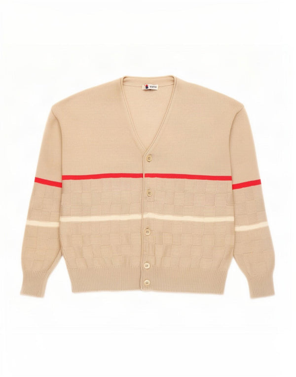 Sportful herre cardigan sweater IT 48 Lille beige stribet bomuld