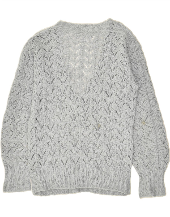 VINTAGE Womens V-Neck Jumper Sweater UK 10 Small Grey | Vintage Vintage | Thrift | Second-Hand Vintage | Used Clothing | Messina Hembry 