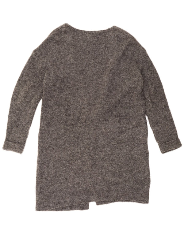 Topshop Dame Oversized Longline Cardigan Sweater UK 8 Small Grey Flecked