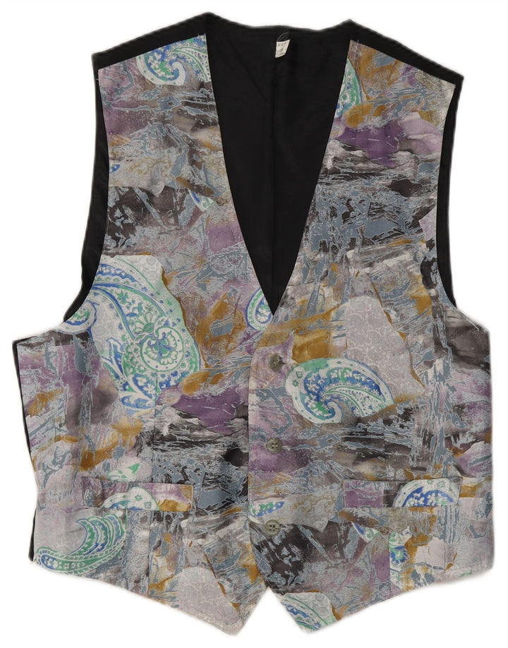 VINTAGE Damevest UK 24 4XL Flerfarvet Paisley Polyester