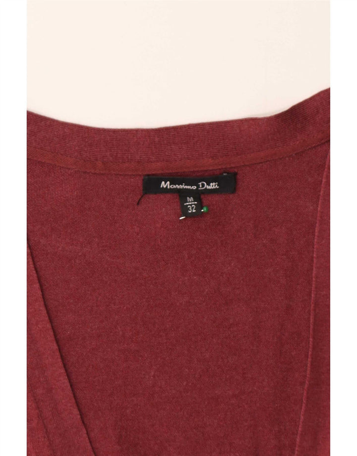 Massimo Dutti Dame Cardigan Sweater UK 12 Medium Burgundy