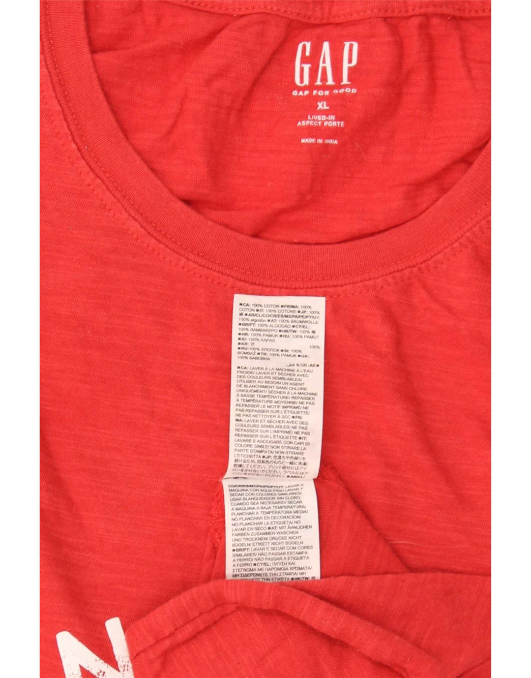 Gap Herre Grafisk T-Shirt Top XL Rød Bomuld