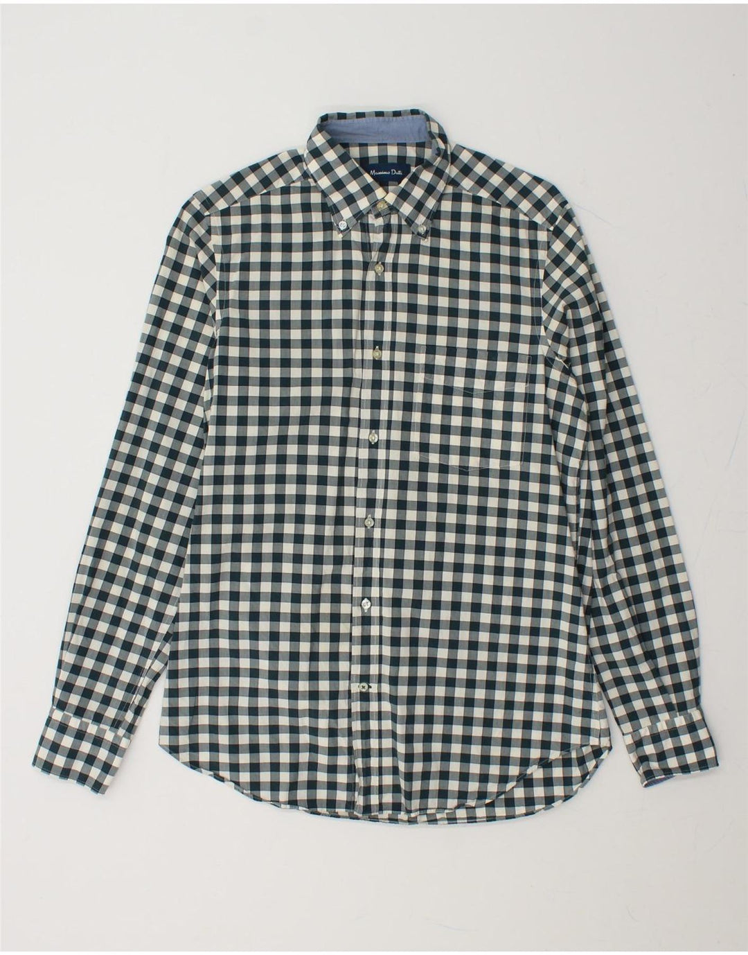 MASSIMO DUTTI Mens Shirt Small Green Gingham Vintage Massimo Dutti and Second-Hand Massimo Dutti from Messina Hembry 