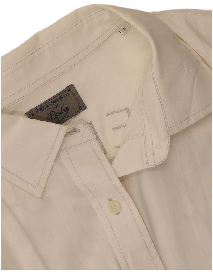 Replay Womens Grafisk skjorte UK 14 Large White Floral