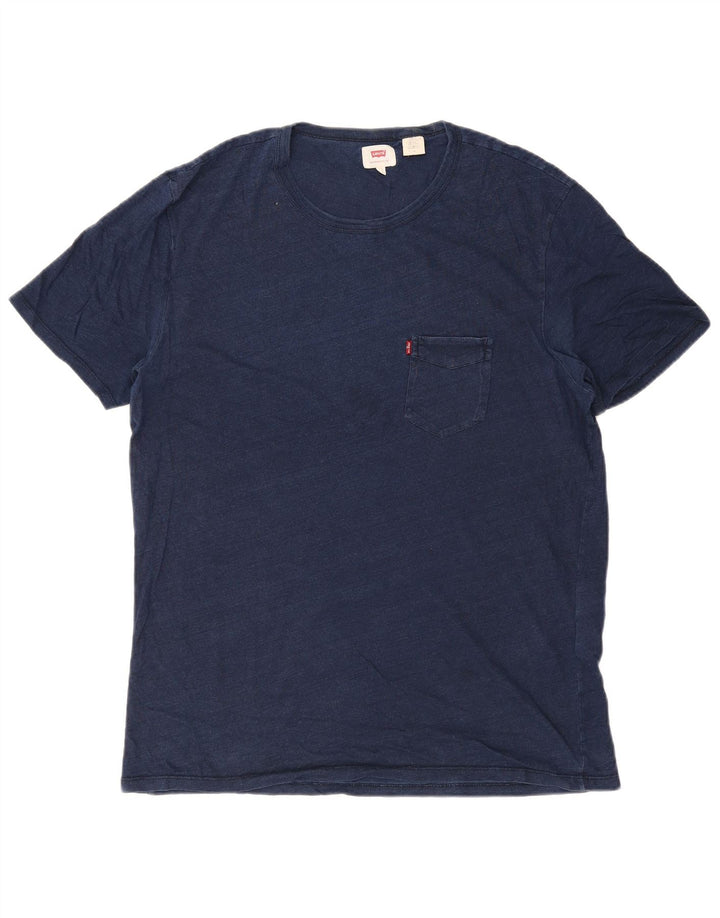 LEVI'S T-shirt top til mænd Stor marineblå flækket bomuld