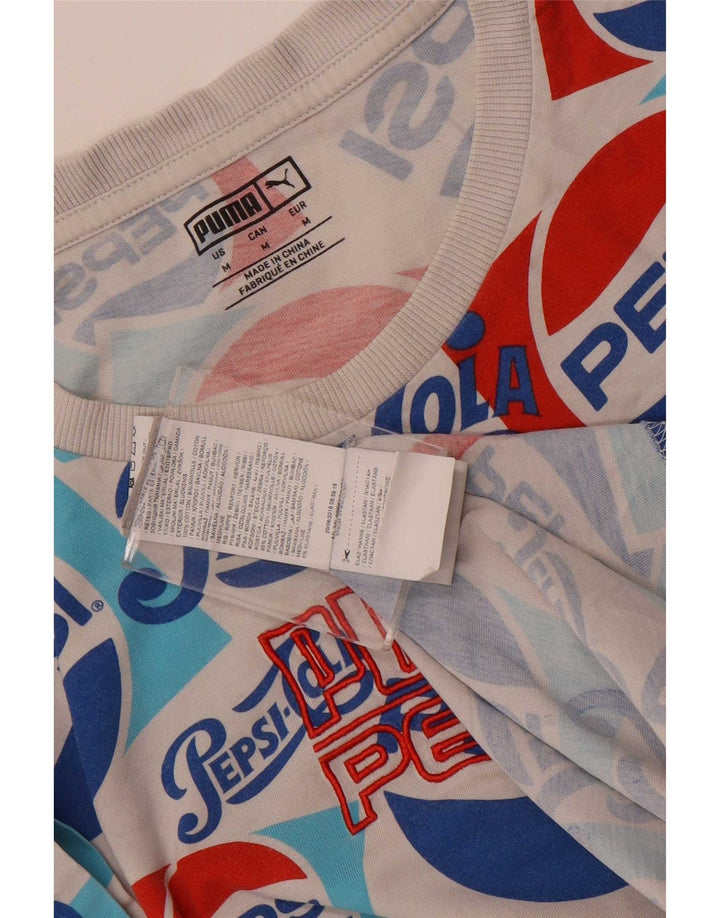 Puma Herre grafisk T-shirt Top Medium Hvid Bomuld