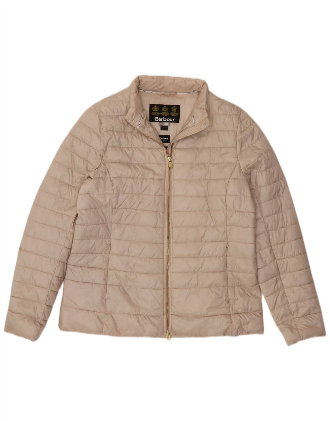 Barbour Dame Polstret Jakke UK 16 Stor Beige Polyester