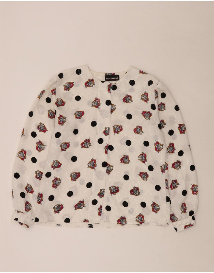 NOTATIONER Kvinders abstrakt mønster skjortebluse UK 16 Large White Polyester