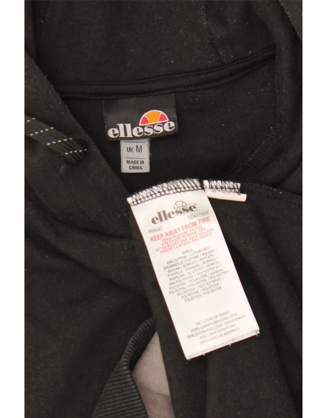 Ellesse Herre hættetrøje Jumper Medium Sort Colourblock Bomuld
