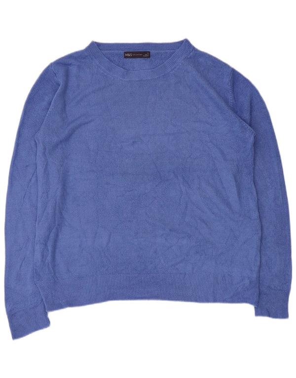Marks & Spencer Dame Boat Neck Jumper Sweater UK 14 Large Blue Acryl