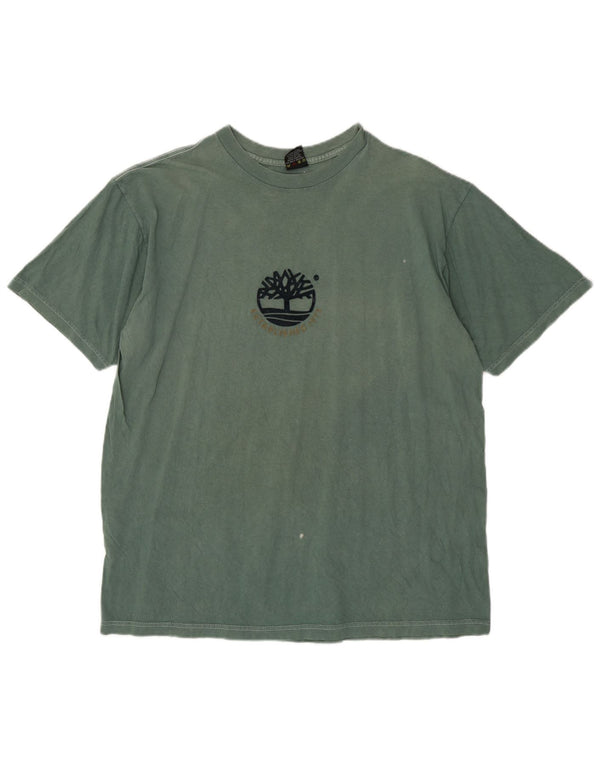 Timberland Mens Graphic T-Shirt Top XL Green Cotton