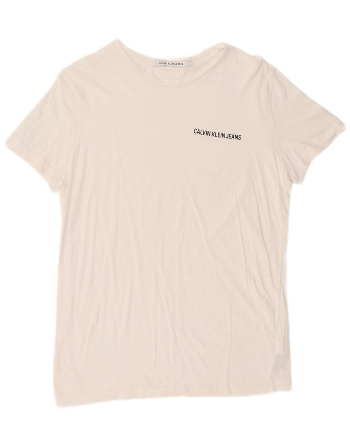 CALVIN KLEIN JEANS Mens T-Shirt Top Large White Cotton