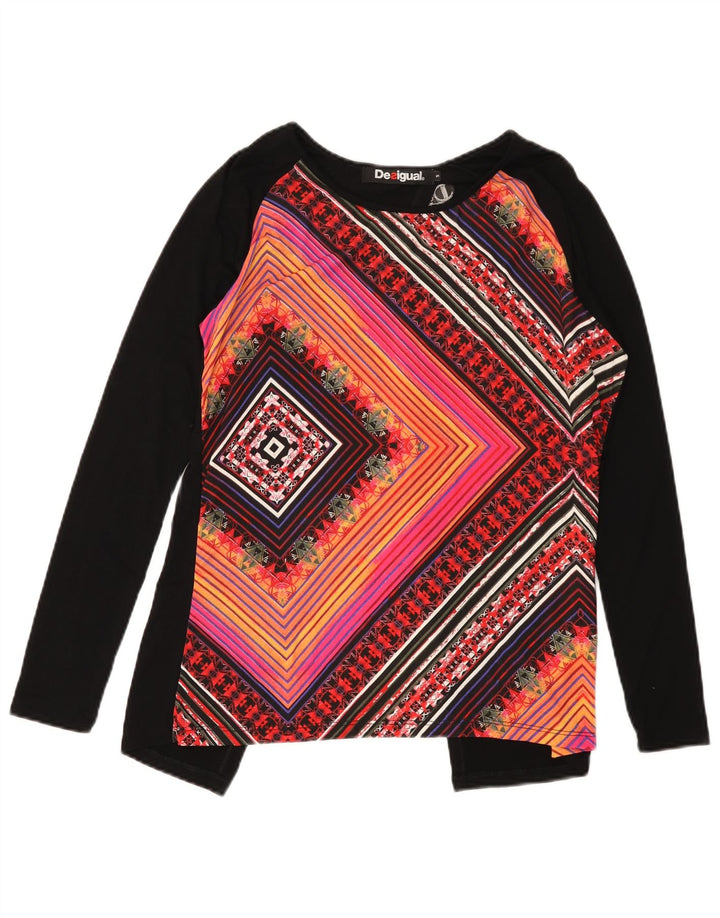 DESIGUAL Damebluse Top UK 10 Lille flerfarvet geometrisk viskose