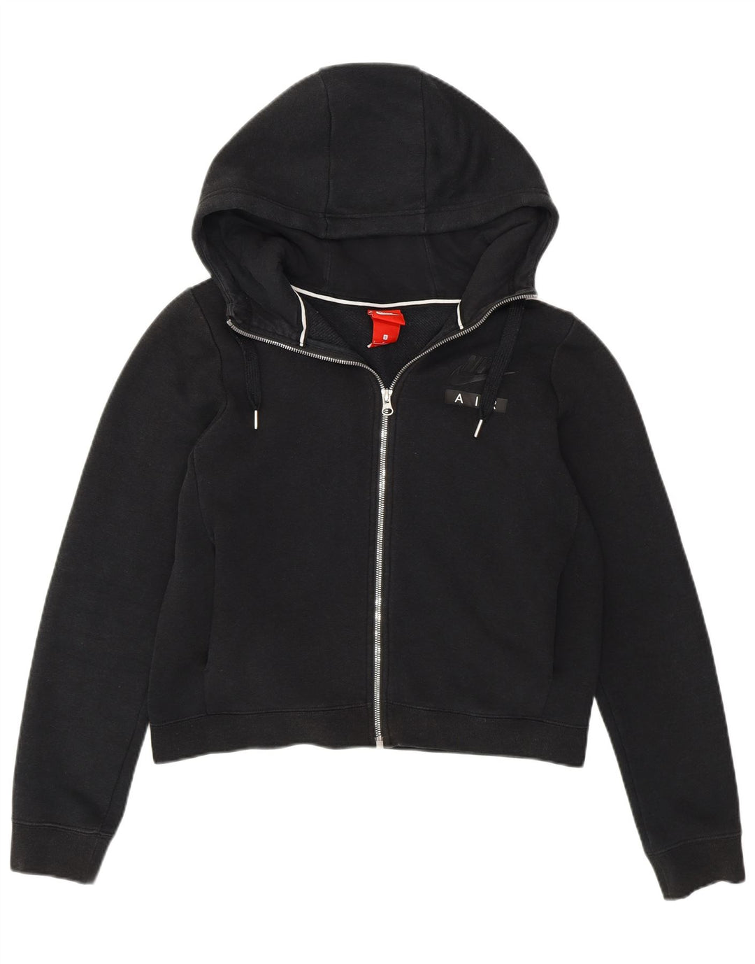 Nike Dame Oversized Crop Zip Hoodie Sweater UK 10 Small Black Bomuld