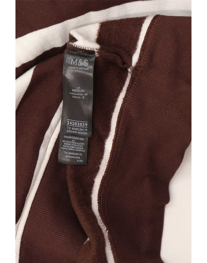 Marks & Spencer Dame Sweatshirt Jumper UK 12 Mellem brun stribet