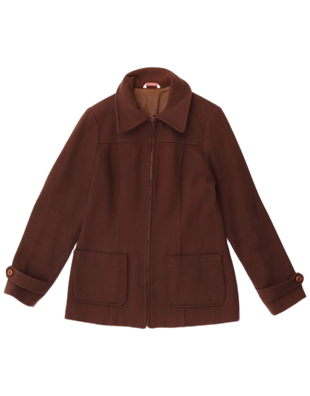 Stefanel Dame Bomber Jacket UK 16 Stor Brun Uld