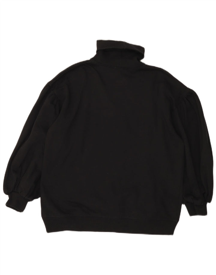 Zara Dame Rullehals Sweater UK 14 Medium Sort Bomuld