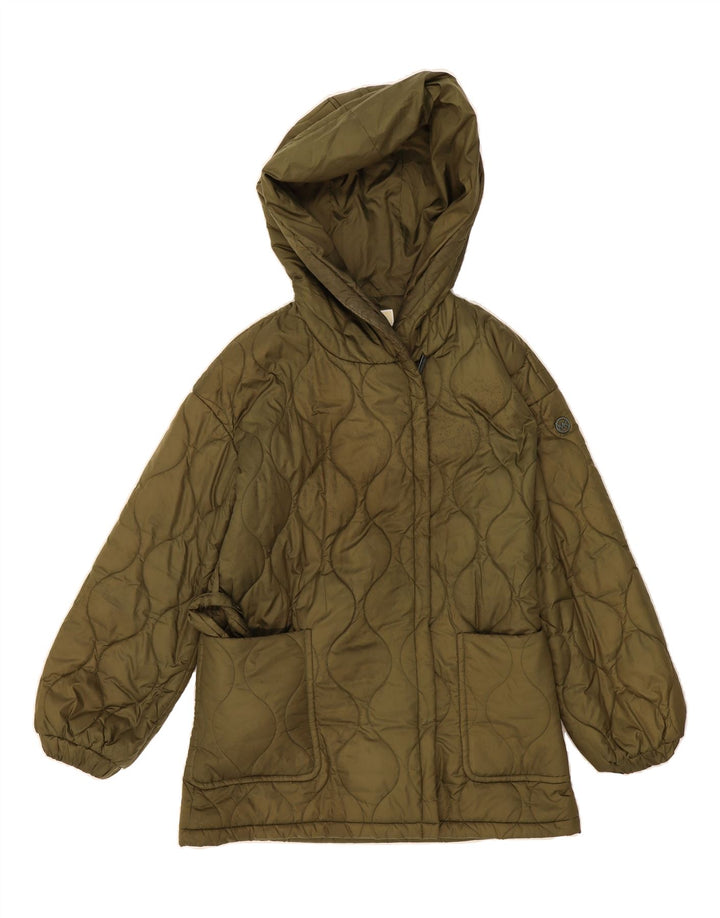 MICHAEL KORS Womens Oversized Hooded Padded Jacket UK 10 Small Khaki Vintage Michael Kors and Second-Hand Michael Kors from Messina Hembry 