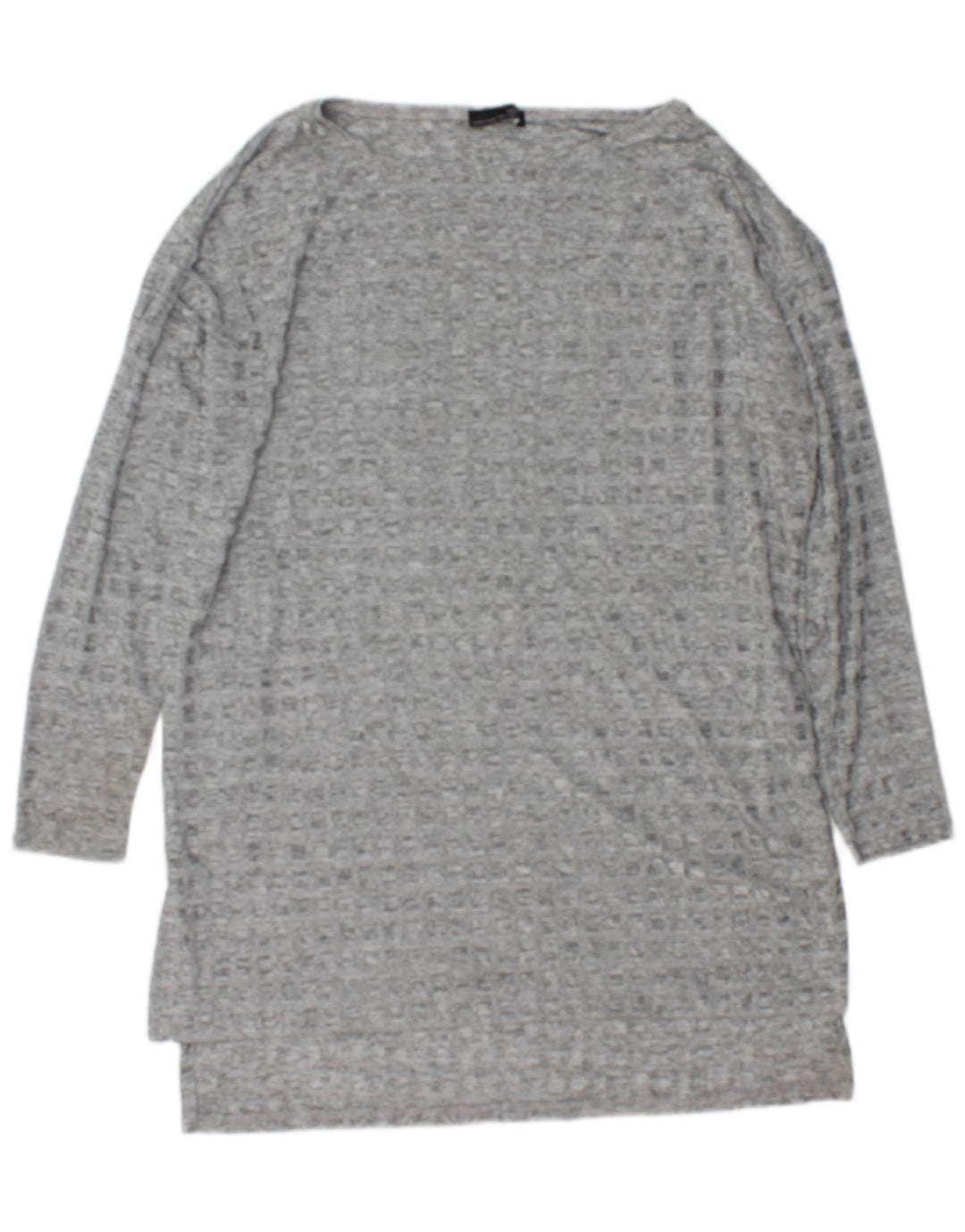 Zara Dame Langærmet Tunika Top UK 16 Large Grå Flecked Polyester