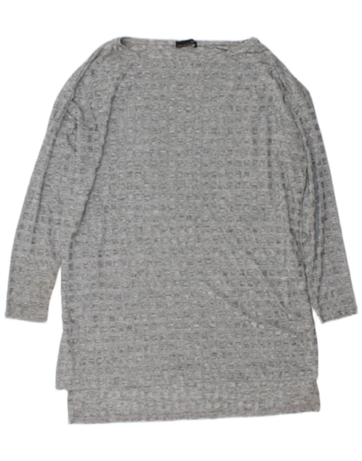 Zara Dame Langærmet Tunika Top UK 16 Large Grå Flecked Polyester