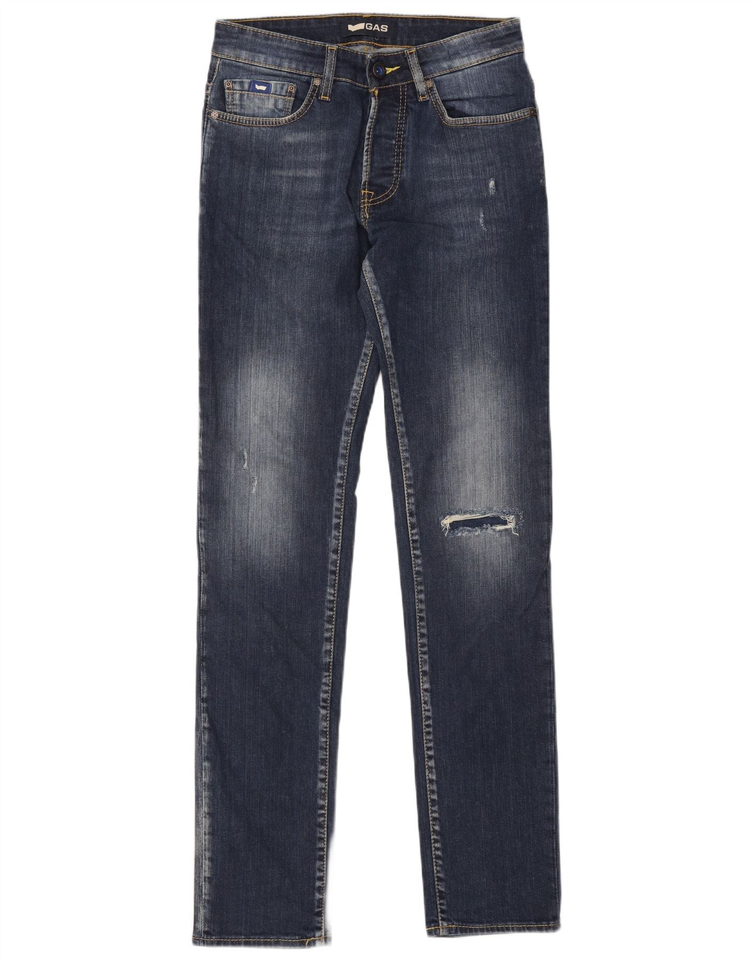 GAS Herre Anders Distressed Slim Jeans W30 L34 Marineblå Bomuld