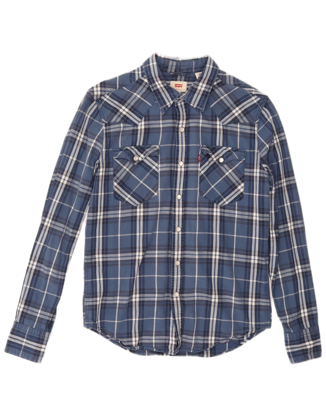 LEVI'S Mens Shirt Small Navy Blue Check Cotton