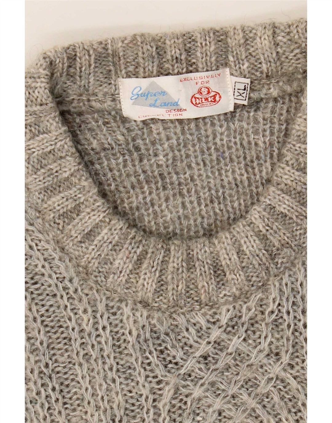 Vintage herre sweater med rund hals XL Grå Geometrisk