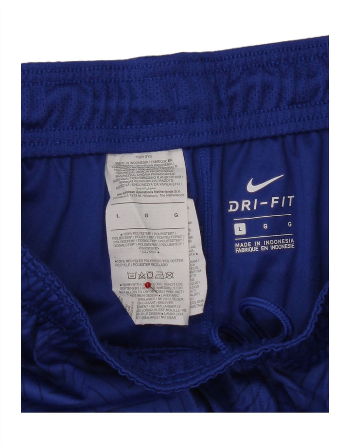 Nike Herre Dri Fit grafiske sportsshorts Large Blue Colourblock Polyester