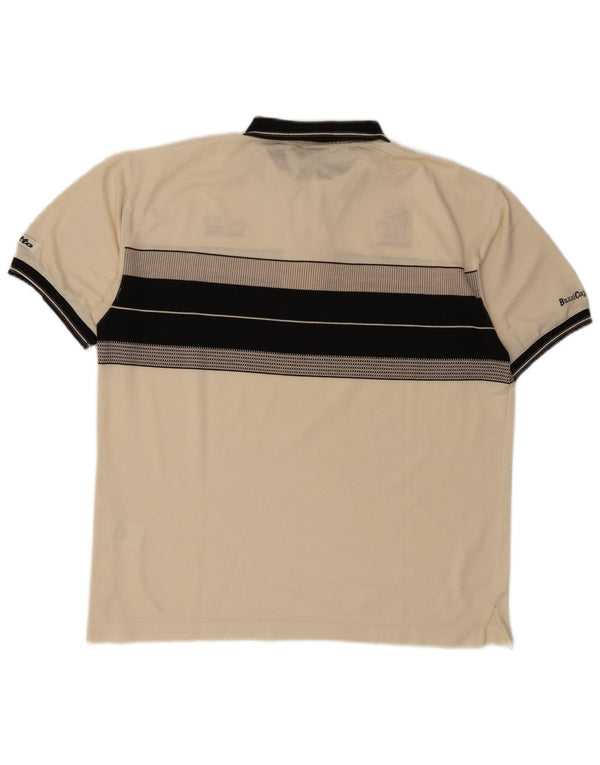 Lotto Herre grafisk poloshirt UK 42/44 XL Off White Stribet polyester