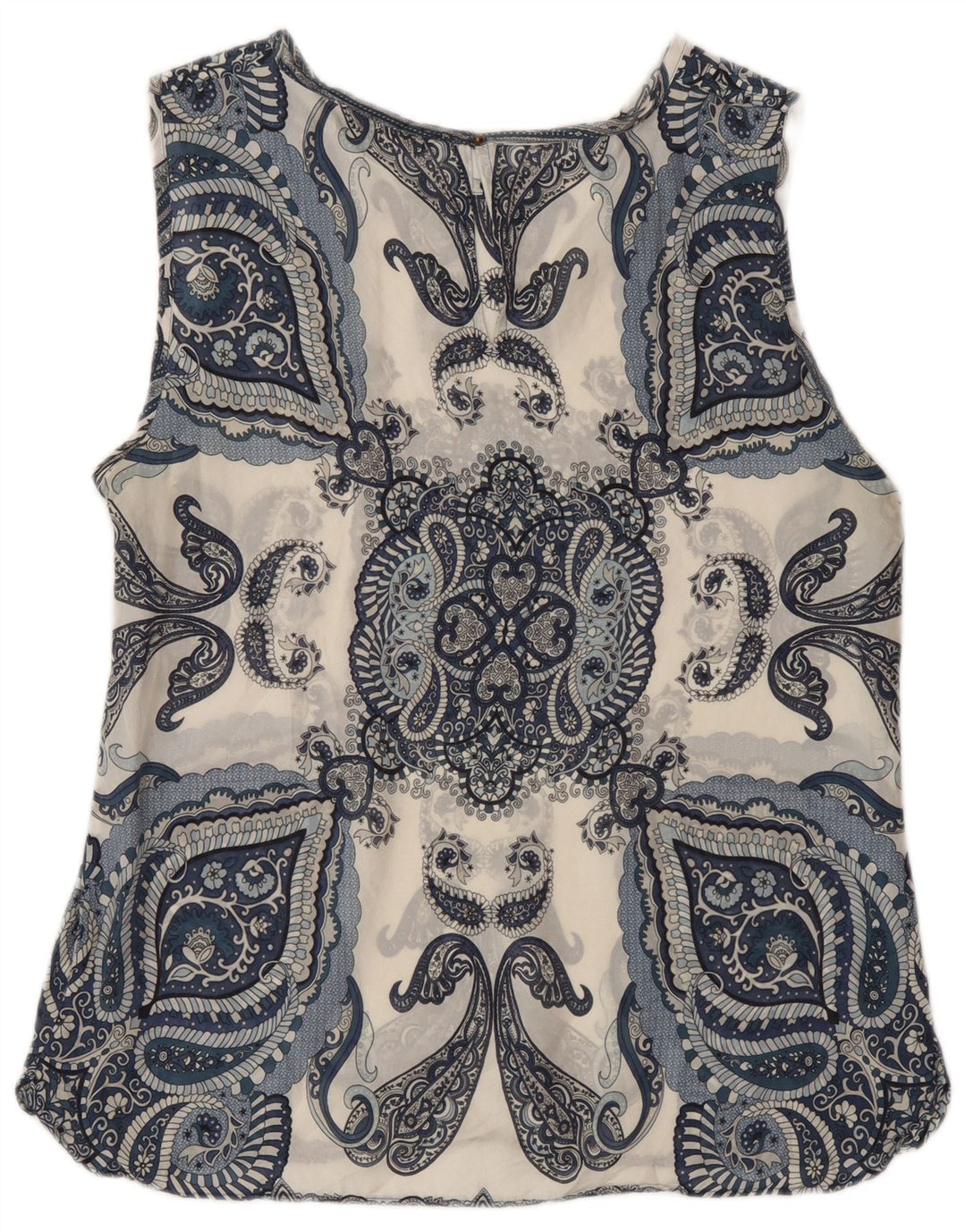 Massimo Dutti Dame ærmeløs bluse Top UK 14 Medium Navy Blue Paisley