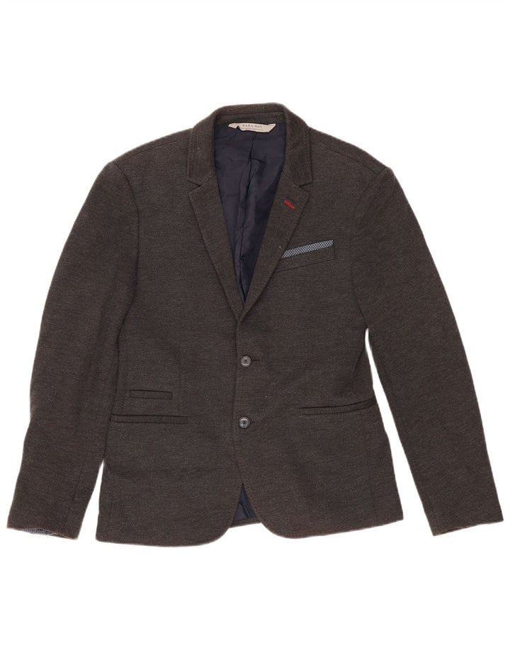 Zara Herre 2-knaps blazerjakke EU 48 Medium Grå Polyester