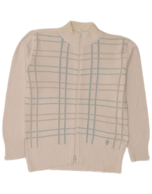 Conte of Florence dame cardigan sweater med lynlås UK 14 Medium White Check