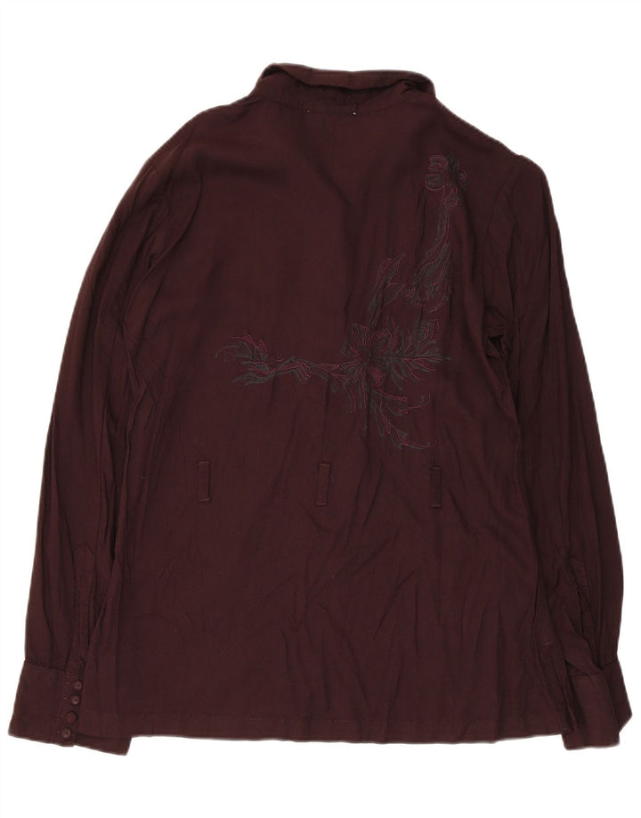 Diesel Dame Pullover Shirt Bluse UK 18 XL Brown Floral Rayon