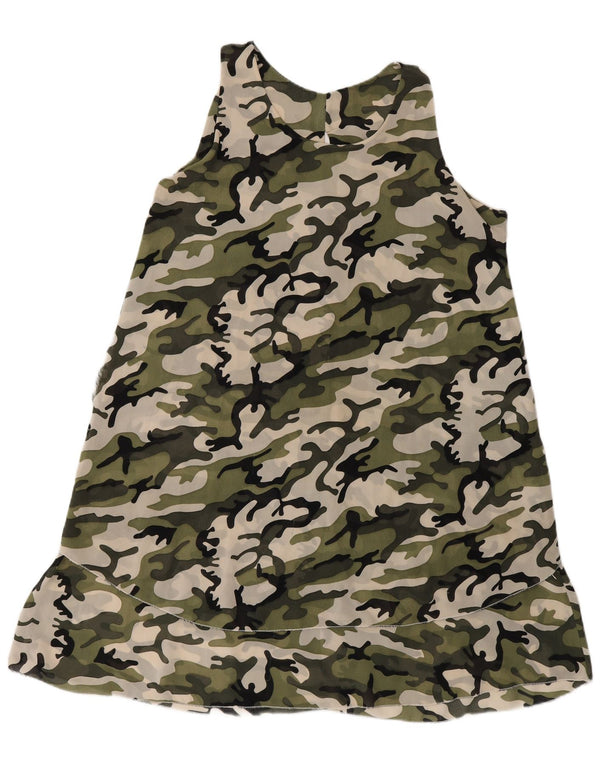 Vintage Womens Shift Dress UK 16 Large Khaki Camouflage
