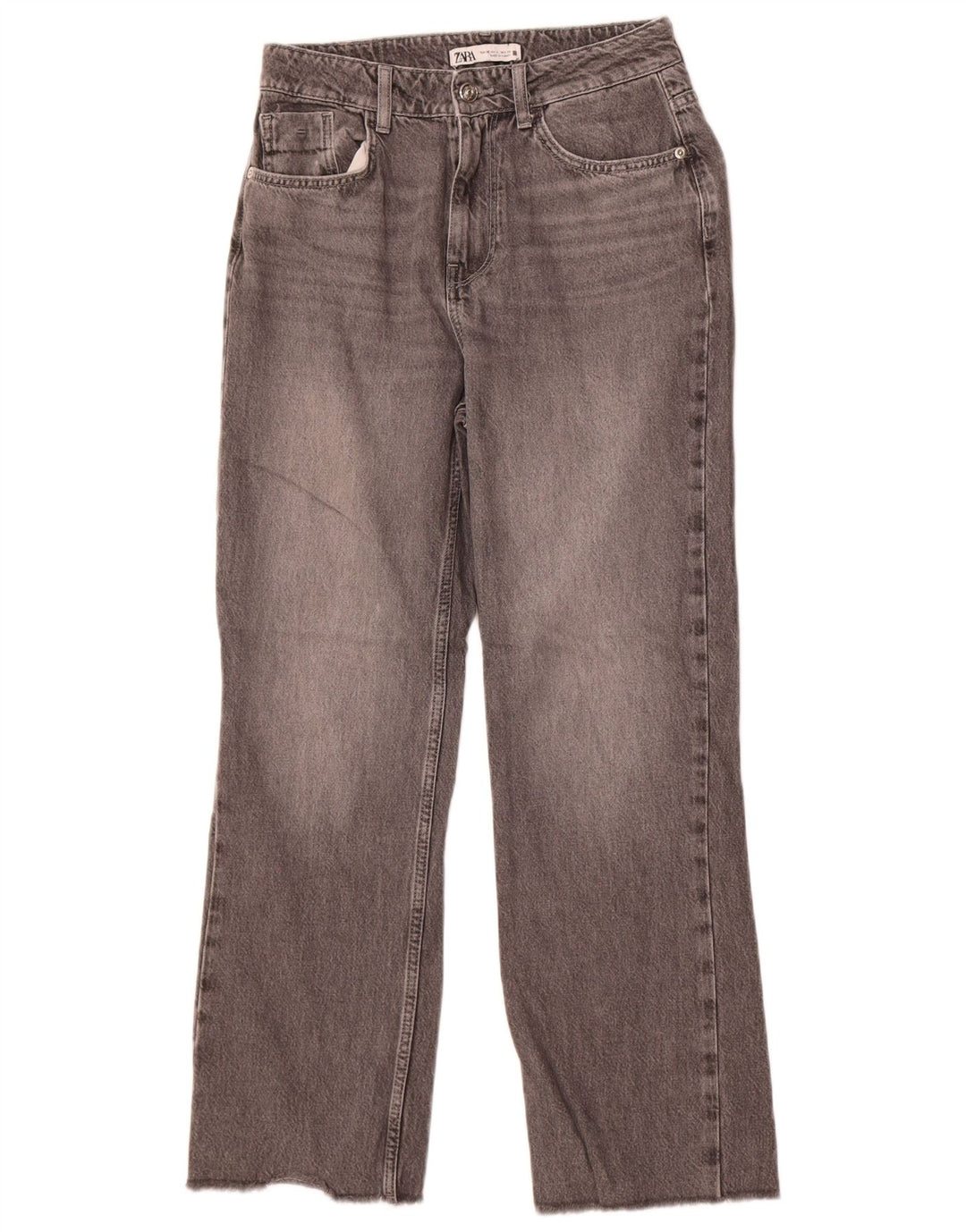 Zara Dame Straight Jeans EU 38 Small W28 L27 Grå Bomuld