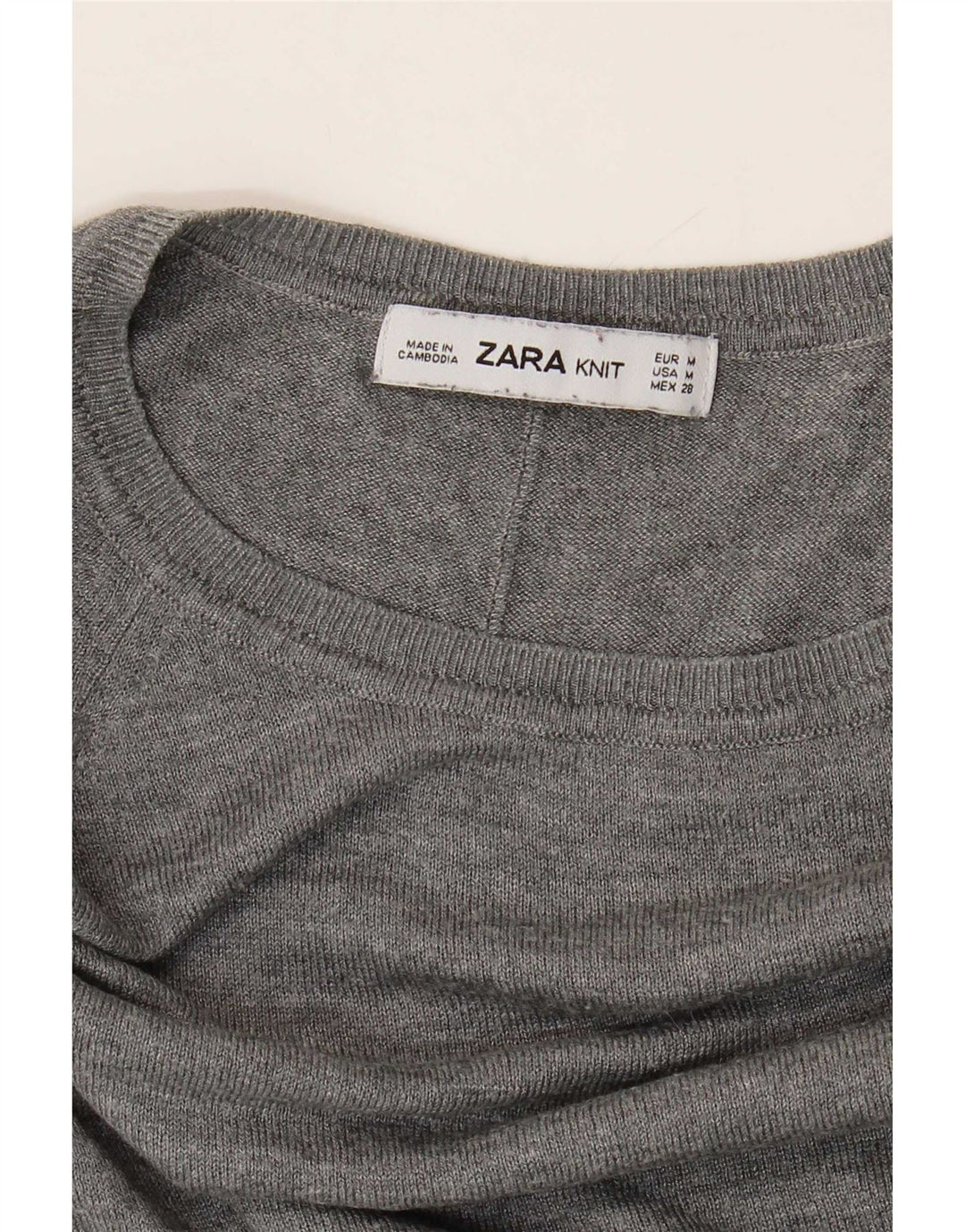 Zara Dame Boat Neck Jumper Sweater UK 14 Medium Grey