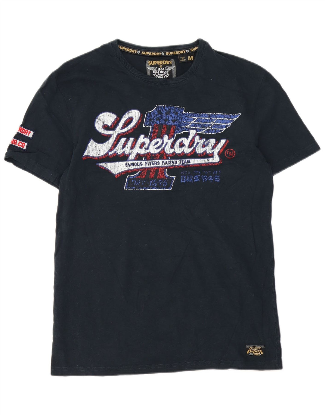 Superdry Grafisk T-shirt til mænd, medium marineblå bomuld