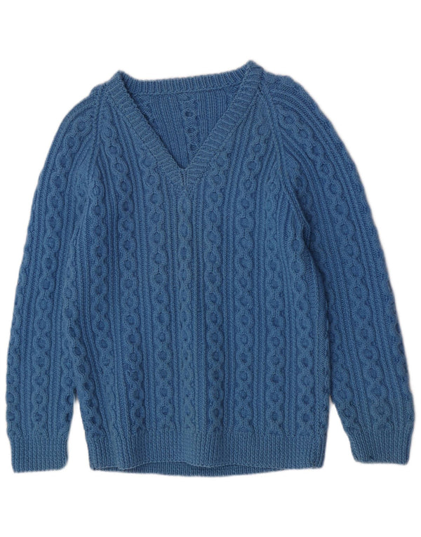 Vintage Dame Regular Fit V-hals sweater UK 18 XL Blå