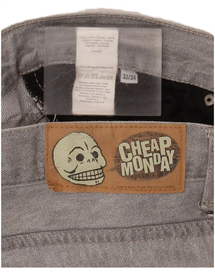 Billig mandag Straight Jeans til mænd W33 L34 Grå Bomuld