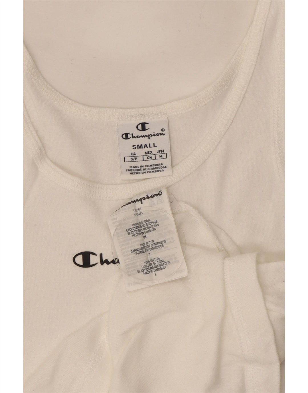 Champion Damevest Top UK 8 Small White Bomuld