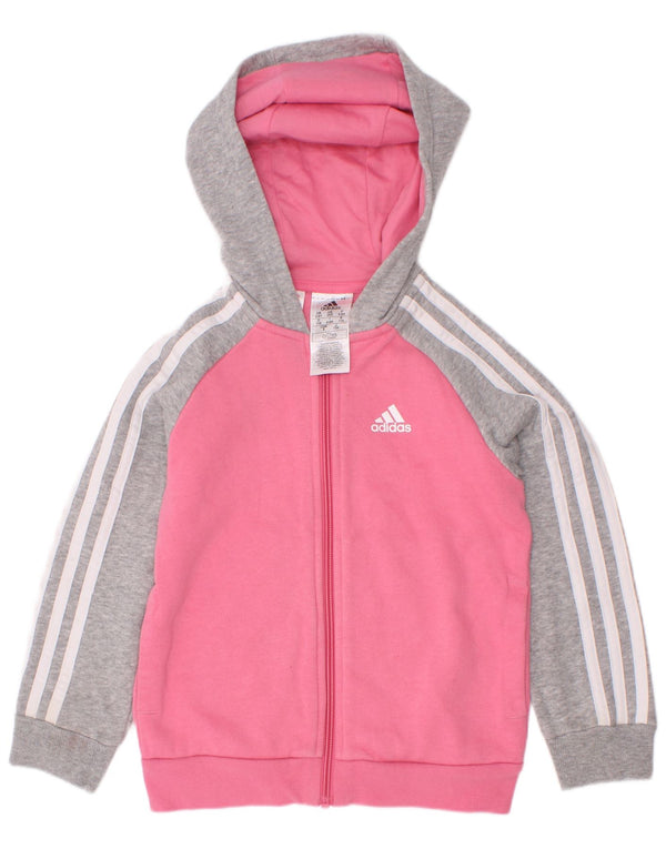Adidas hættetrøje med lynlås til piger 5-6 år Pink Colourblock Bomuld