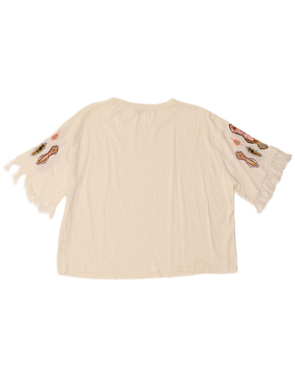 Zara Womens T-Shirt Top UK 16 Large White Cotton