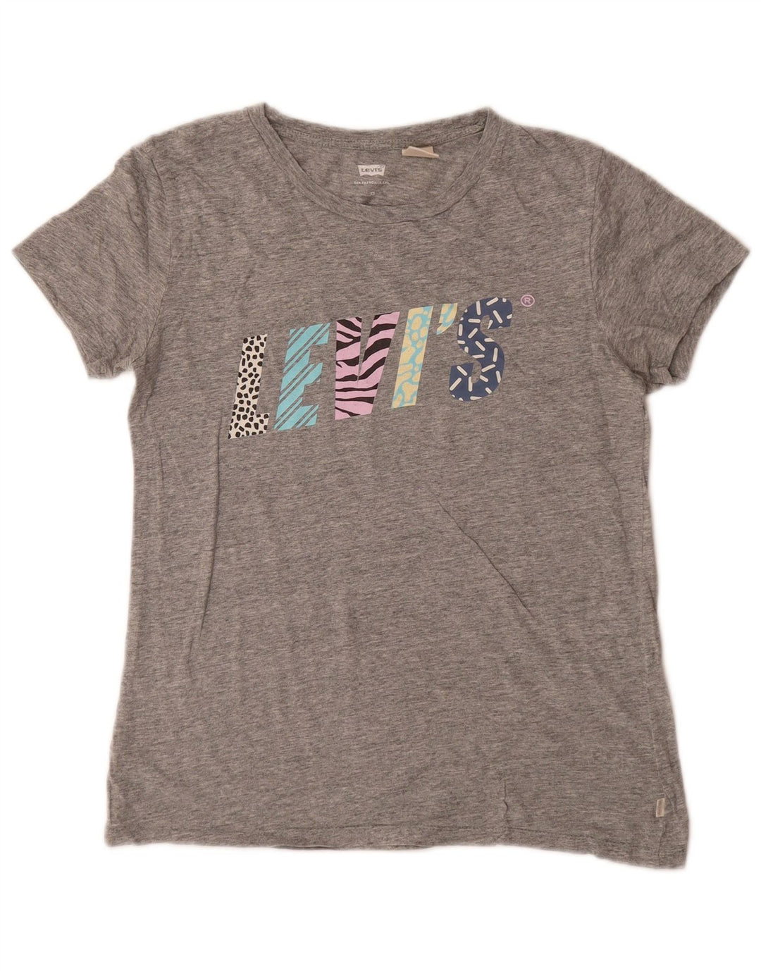 Levi's Oversized grafisk T-shirt top til kvinder, UK 6 XS Grå Flecked