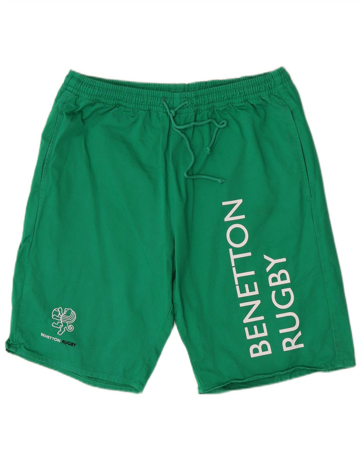 Benetton Herre grafiske sportsshorts mellemgrøn bomuld
