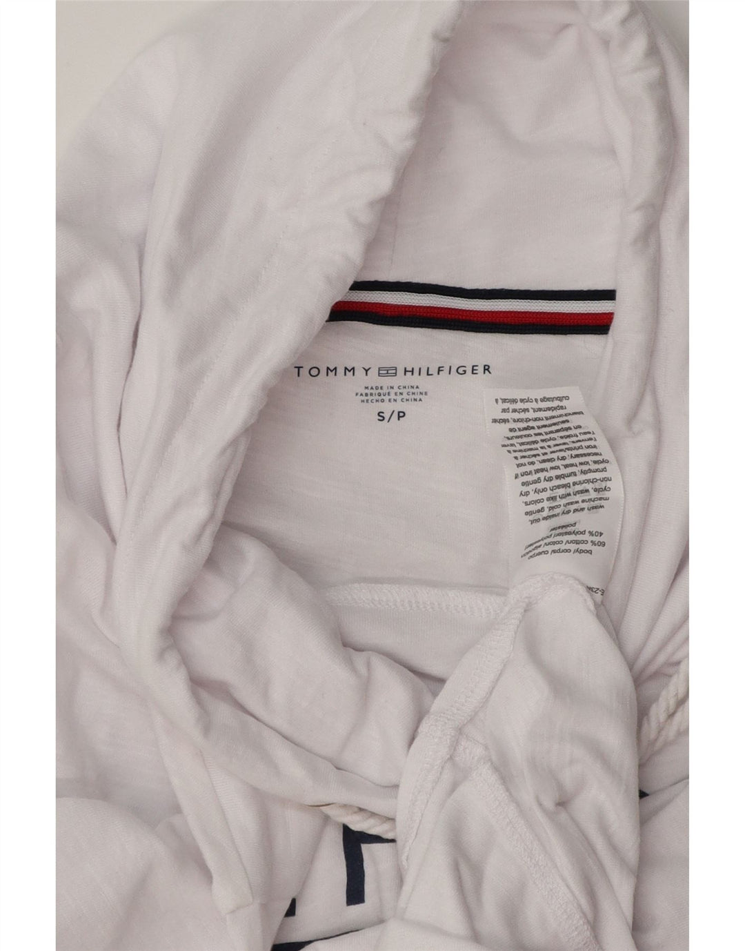 TOMMY HILFIGER Dame Oversized grafisk top Langærmet UK 10 Small White